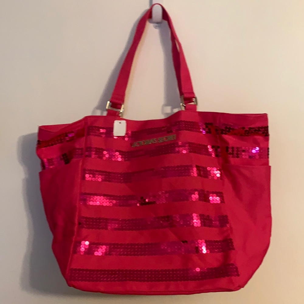 Victoria’s Secret pink canvas and sequin tote